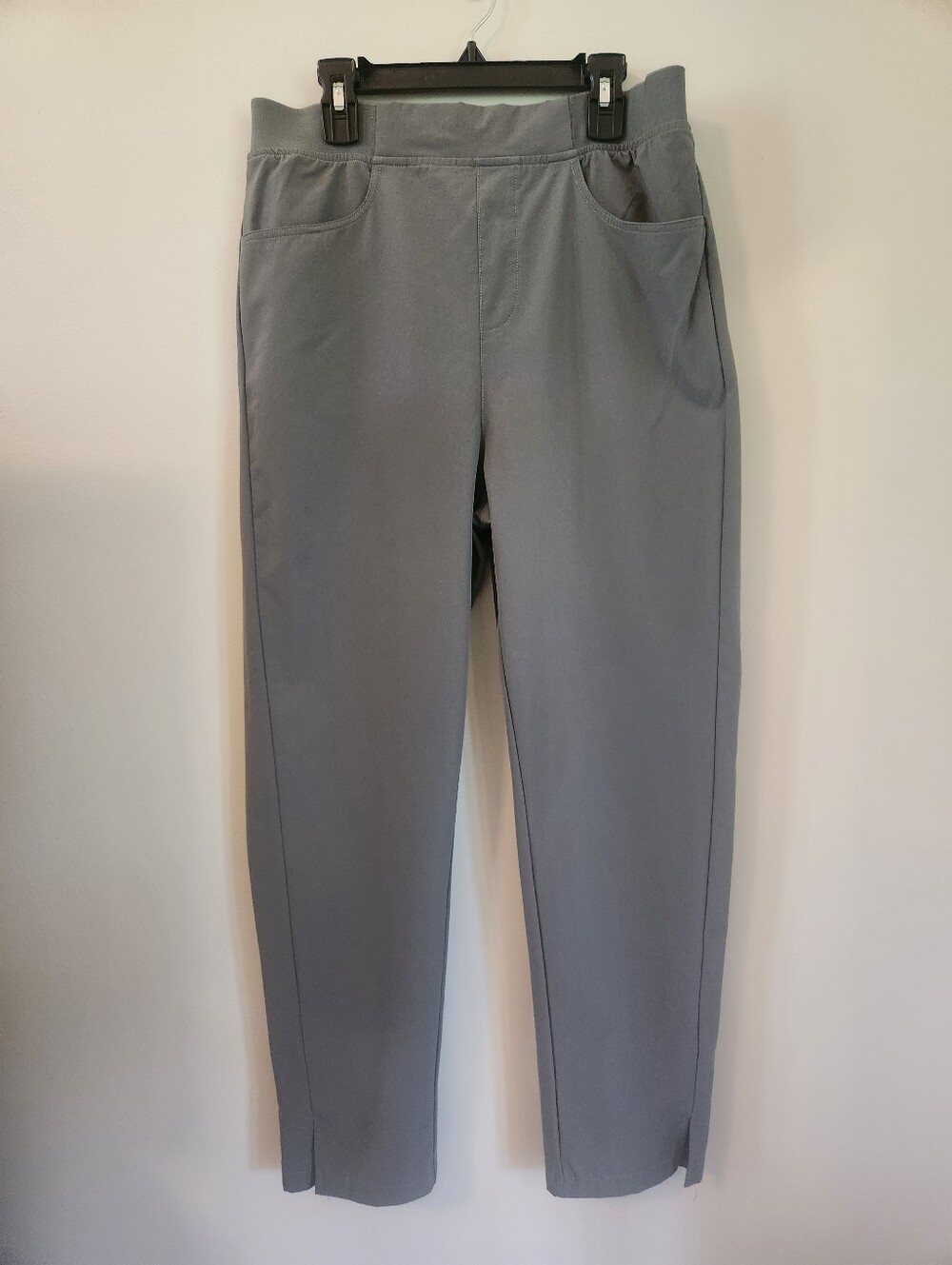 Kojooin Ladies Grey Stretch Waist Straight-Leg Pants